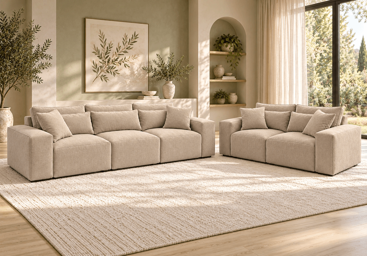 Tan leather two-seater sofa